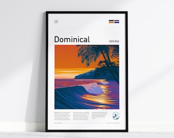 Dominical Surf Poster | Costa Rica Wave Art Wall Art | Framed or Unframed Print