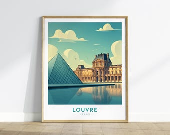 Louvre Museum Paris Travel Poster: Framed Wall Art Print