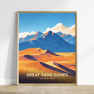 Great Sand Dunes National Park Poster, Colorado Dunes Wall Art, Framed/Unframed Landscape Print, Desert Mountain Decor, National Park Gift