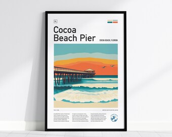 Cocoa Beach Pier Surf Poster: Florida Surf Art, Kelly Slater Hometown Print, Framed or Unframed