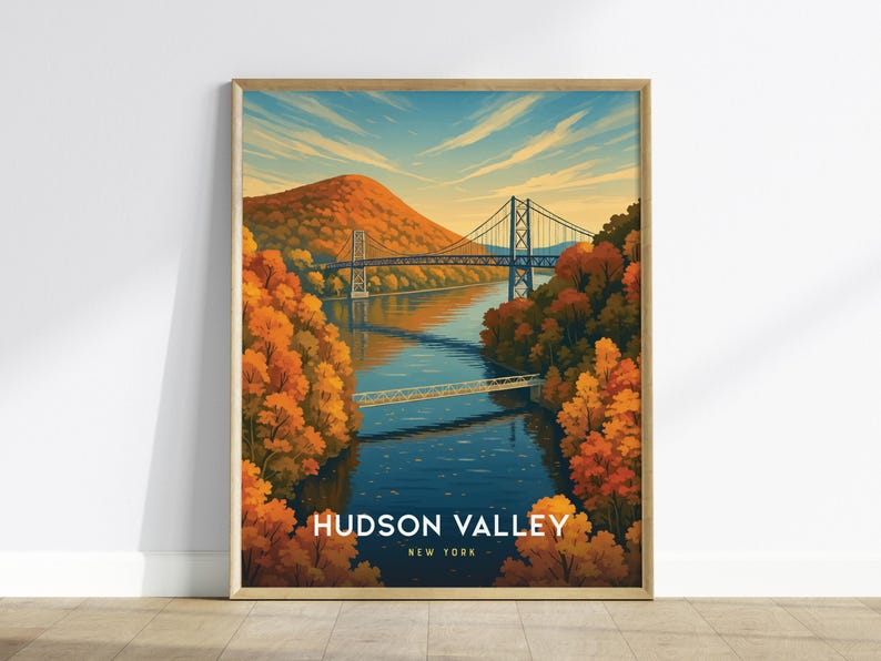 Hudson Valley Travel Poster: Bear Mountain Bridge, New York Art Print image 2
