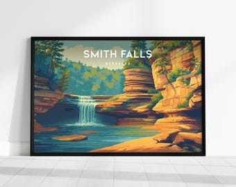 Smith Falls Landscape Poster, Nebraska Destination Print, Framed or Unframed Travel Wall Art