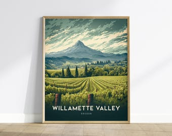 Willamette Valley Oregon Framed Art Print: Vineyard Landscape Poster, Framed or Unframed