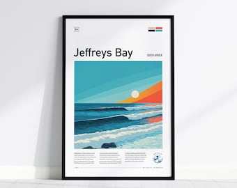 ジェフリーズベイ サーフプリント：南アフリカ J-Bay サーフィンアート、額入りポスター