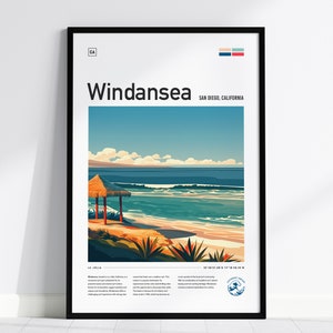 Windansea Beach Surf Spot Framed Poster, San Diego Wave Wall Art, California Surf Travel Print, La Jolla Surfer Decor Surfing Design Gift