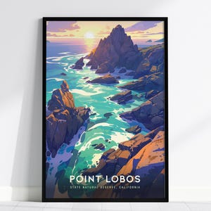 Poster Point Lobos State Natural Reserve – kunst aan de muur kust Californië, ingelijst of niet ingelijst, print oceaanlandschap, geweldig cadeau voor wandelaars
