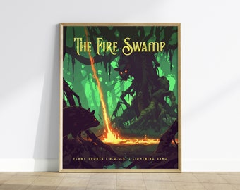 Fire Swamp, Princess Bride Collection, Framed Wall Art | ROUS Movie Poster Print Classic Fantasy Home Office Decor Gift Set 80s Nostalgia