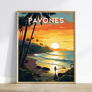 Pavones Surf Framed Wall Art | Costa Rica Beach Poster Design | Playa Pavones Surfing Unframed Print | Rio Claro Surfer Home Decor Gift