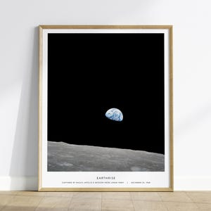 Impressão fotográfica da Terra: Apollo 8, arte de parede espacial da NASA