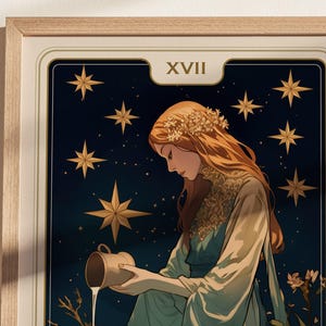 The Star Tarot Card Poster Wall Art: Art Nouveau Tarot Print, Star Card Art Print, Spiritual Wall Art Decor, Tarot Poster Print Gallery Bild 5