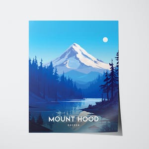 Mount Hood Oregon Digital Download Wall Art – Printable Mountain Print for Hikers, Rustic Cabin Decor, or Pacific Northwest Travel Lovers
