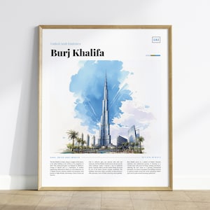Burj Khalifa Dubai Print: Watercolor Architecture Series