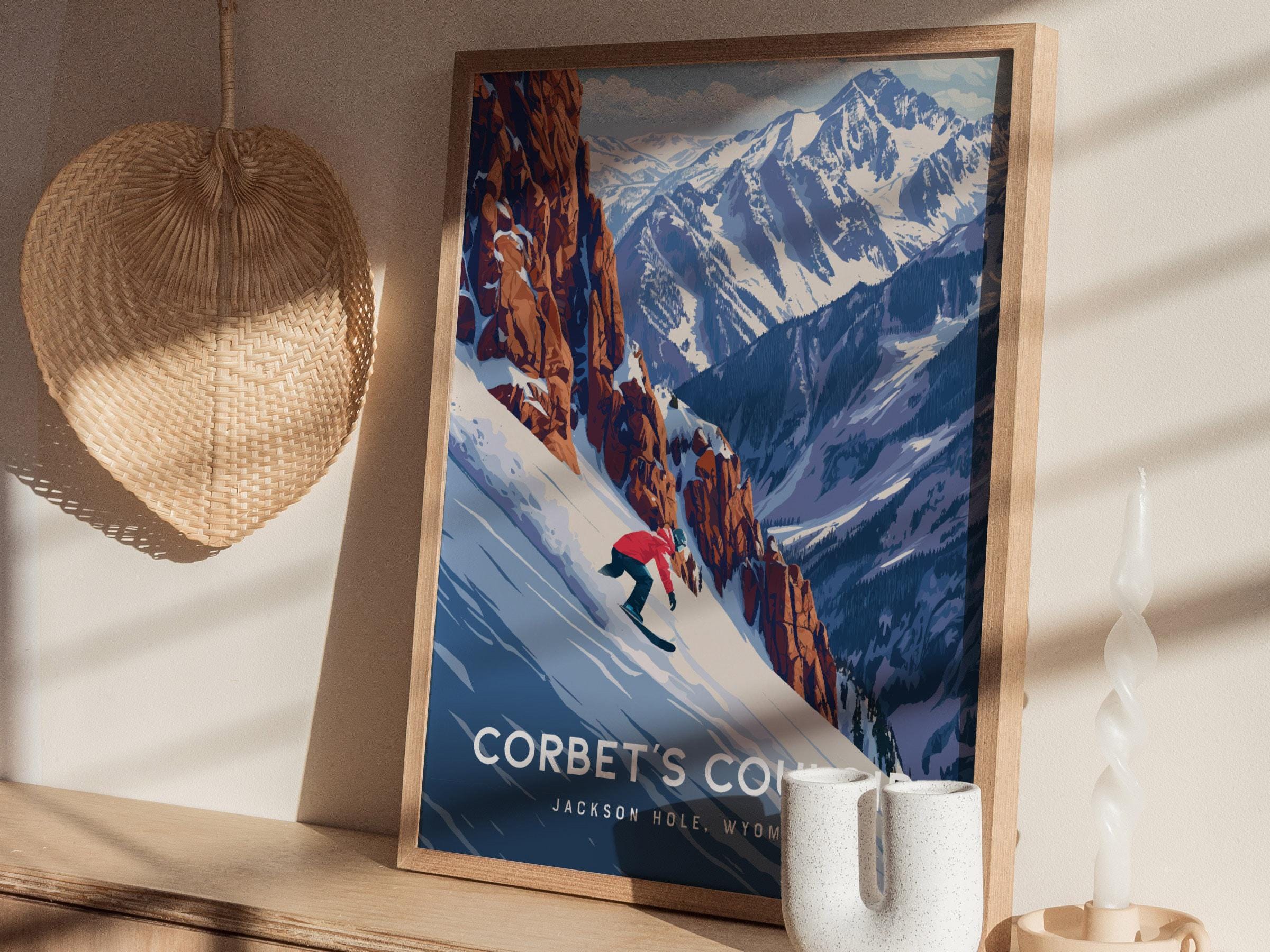 Corbet's Couloir Print: Jackson Hole Ski Poster, Wyoming Mountain