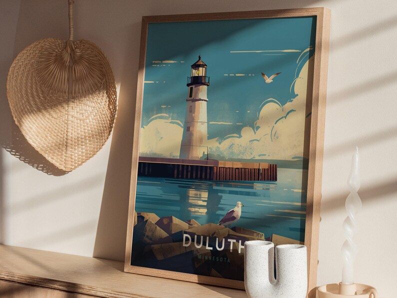 Duluth Lighthouse Poster: Minnesota Lake Superior Wall Art, Framed or Unframed image 8