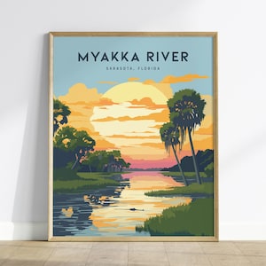 Póster del río Myakka: Impresión artística del Parque Estatal de Sarasota, Florida
