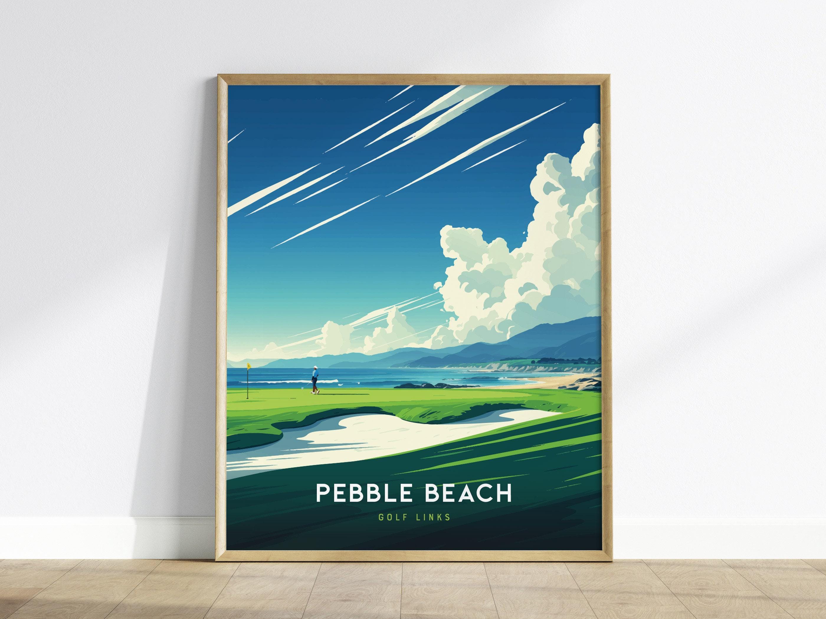 ペブルビーチ・ゴルフリンクスのポスター：カリフォルニア沿岸風景画