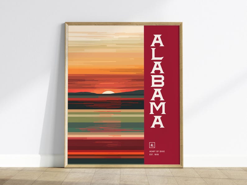 Impresión de arte abstracto de Alabama: póster minimalista en tonos castaños imagen 2