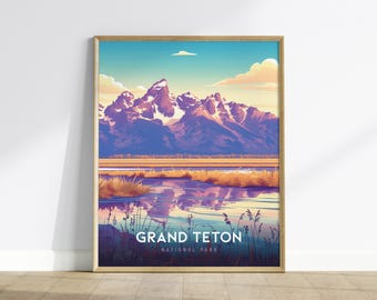 Grand Teton National Park Poster: Wyoming Mountain Landscape Art