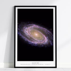 M81 Galaxy Poster: NASA Space Photo, Grand Design Spiral Galaxy, Framed or Unframed Print image 2
