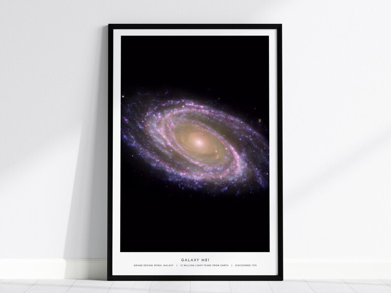 M81 Galaxy Poster: NASA Space Photo, Grand Design Spiral Galaxy, Framed or Unframed Print image 2