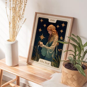 The Star Tarot Card Poster Wall Art: Art Nouveau Tarot Print, Star Card Art Print, Spiritual Wall Art Decor, Tarot Poster Print Gallery Bild 6