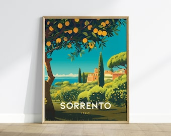 Sorrento Italy Lemon Coast Travel Poster Print: Vibrant Wall Art Decor, Framed or Unframed