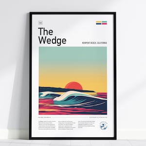 The Wedge Surf Poster: Newport Beach California Framed Wall Art