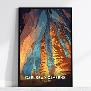 Carlsbad Caverns National Park Poster - Erkunden Sie Untergrundwunder, gerahmt verfügbar / ungerahmt, Geschenk für Höhlenforscher, Nationalpark-Kunst