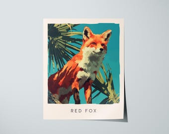 Red Fox Print: Wildlife Digital Download, Woodland Nature Printable Art, Modern Wall Decor, Forest Animal Poster, Nature Lover Gift