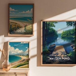 Poster Walden Pond Massachusetts: op Thoreau geïnspireerde muurkunst uit New England afbeelding 4