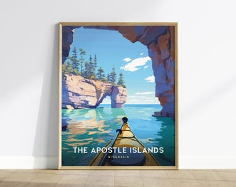 Apostle Islands Kayaking Poster: Wisconsin Lake Scenery Art
