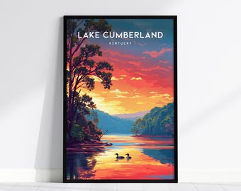 Lake Cumberland Poster, Kentucky Framed or Unframed Wall Art, Destination Print Travel Decor