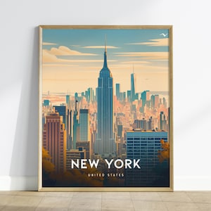 Impresión de viaje a Nueva York, póster de viaje a la ciudad de Nueva York, póster de viaje de arte mural de Nueva York, impresión de viaje, decoración del hogar para viajeros, decoración de pared de Airbnb