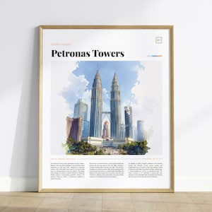 Kuala Lumpur Skyline Framed Poster, Petronas Towers Malaysia Poster, Kuala Lumpur Art, Kuala Lumpur Print, Malaysia Petronas Towers Decor