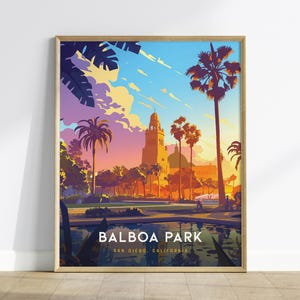 Balboa Park, San Diego Kalifornien Poster - Kultige Parklandschaft, erhältlich gerahmt / ungerahmt, perfektes Geschenk für San Diego Besucher, Balboa Geschenk