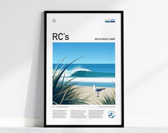 RC's Surf Spot Framed Poster: Satellite Beach Florida Travel Print