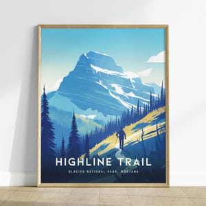 Highline Trail, Glacier National Park Art Print: Montana Travel Poster, Framed or Unframed
