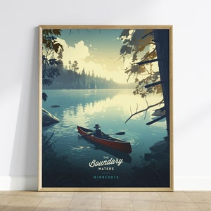 Boundary Waters Canoe Area Print: Minnesota Travel Poster, BWCA Wall Art