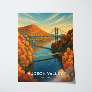 Hudson Valley Travel Poster: Bear Mountain Bridge, New York Art Print image 3