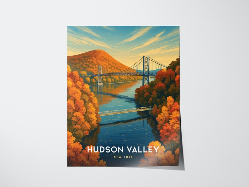 Hudson Valley Travel Poster: Bear Mountain Bridge, New York Art Print image 3