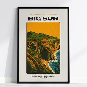 Big Sur Vintage Travel Poster: California Coast Art Print