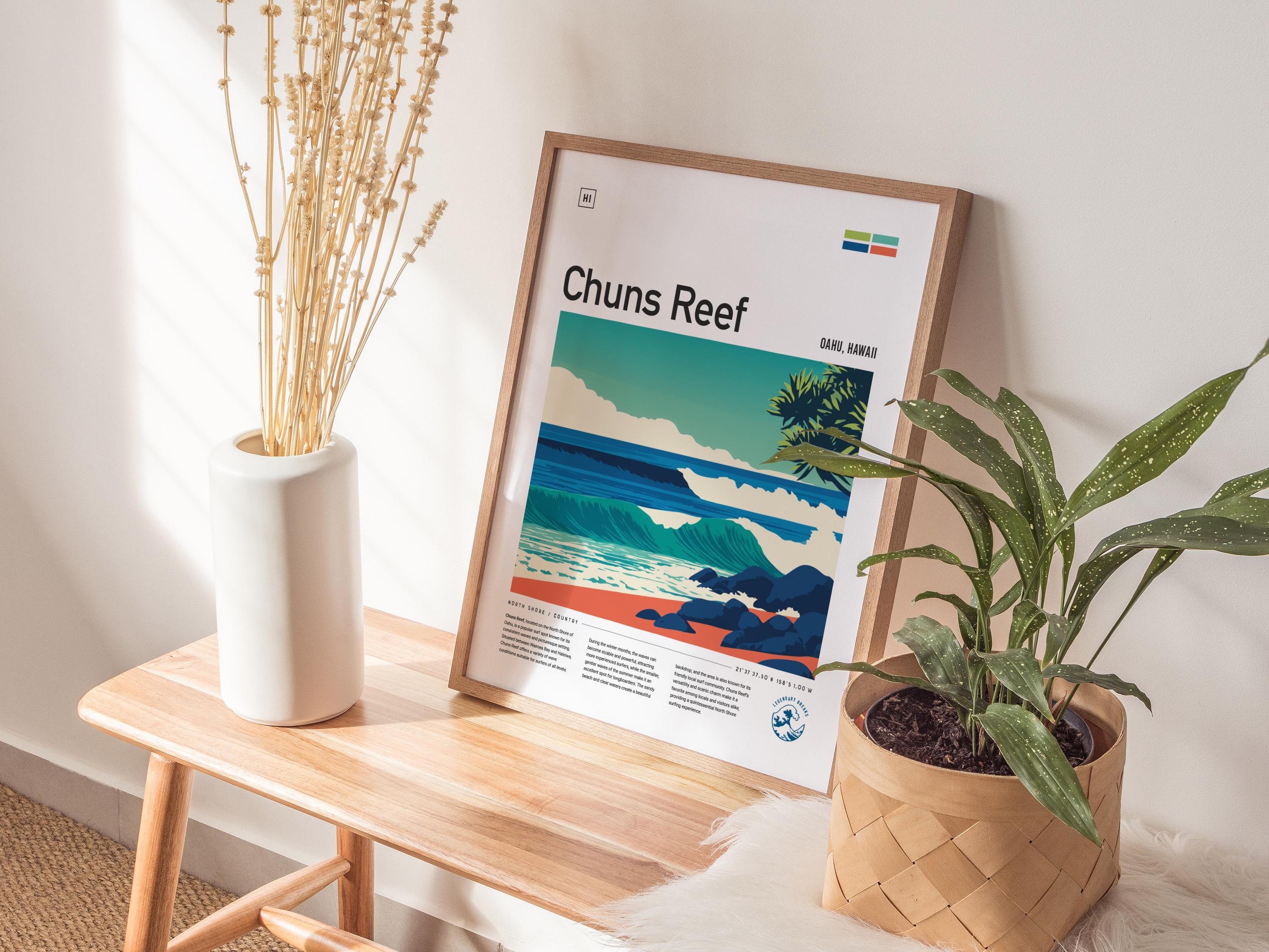 Chuns Reef Framed Surf Poster: North Shore, Oahu Travel Art - Etsy