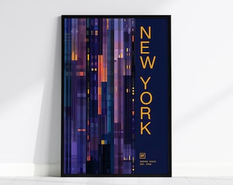 New York Cityscape Framed Art Print: Minimalist NYC Travel Poster