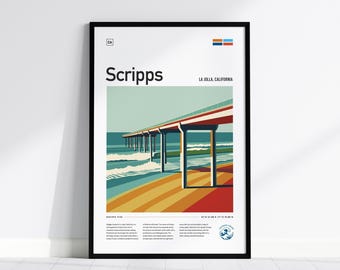 Scripps Pier surfprint: La Jolla California Coastal Wall Art