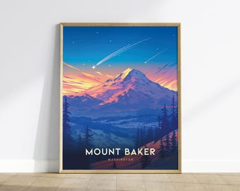 Mount Baker-poster: Washington Mountain Landscape Art
