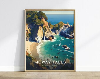 McWay Falls Print: Big Sur California Travel Poster, Framed or Unframed