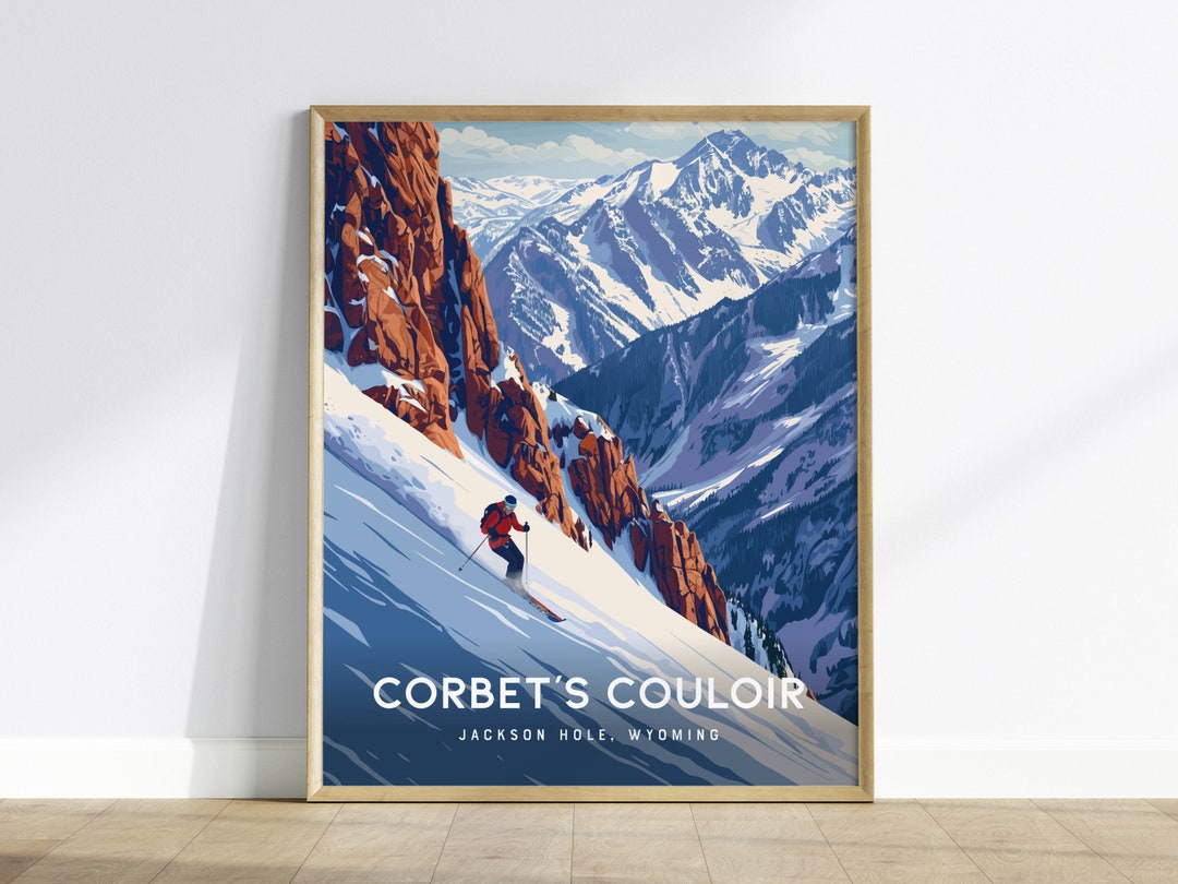 Corbet's Couloir Print: Jackson Hole Ski Resort Travel Poster, Framed ...