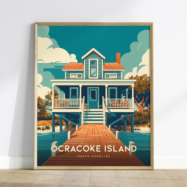 Ocracoke Island Framed Print, Outer Banks Ocracoke Island Poster, Outer Banks NC Print, Ocracoke Island Art, Outer Banks Airbnb Home Decor