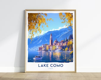 Lake Como Italy Travel Poster: Italian Lake Art Print