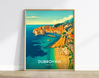 Dubrovnik Croatia Poster: Old Town Harbor Art Print, Coastal Wall Decor